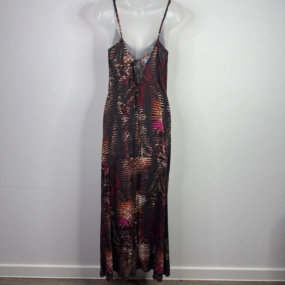Abercrombie & Fitch Maxi Dress Womens M Lace-up Geometric Boho Beach Whimsigoth‎